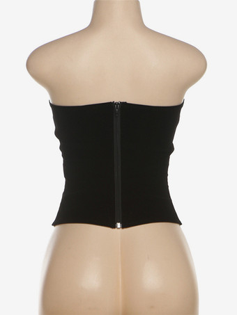 黒のボディスーツ 深いVネック ストラップレス バックレス セクシーなレディーストップス 2026