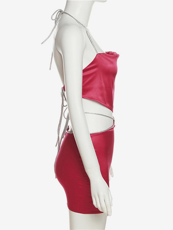 Ensembles de 2 pièces Clubwear Halter Strap sans manches Tenues de club sexy pour femmes 2025