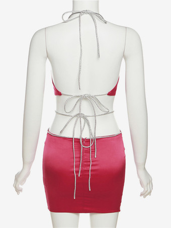 Ensembles de 2 pièces Clubwear Halter Strap sans manches Tenues de club sexy pour femmes 2025