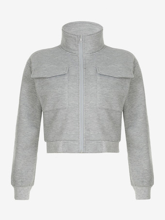 グレージャケット レディース スタンドカラー 長袖 ジッパー 春アウター 2025