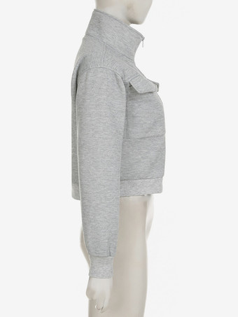 グレージャケット レディース スタンドカラー 長袖 ジッパー 春アウター 2025