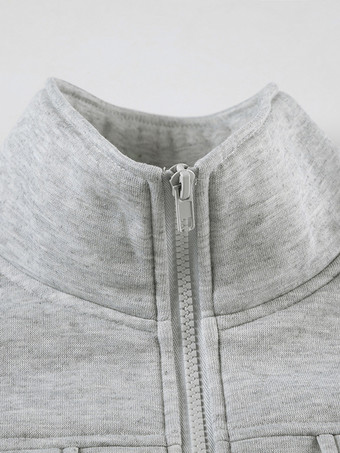 グレージャケット レディース スタンドカラー 長袖 ジッパー 春アウター 2025