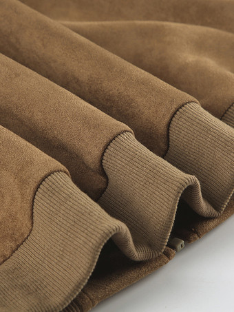 スエード ボンバー ジャケット ブラウン スタンドカラー ジップアップ オーバーサイズ 春アウター レディース 2025