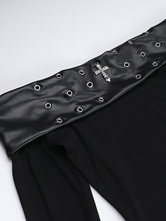 ハロウィン レディース ゴシック 服 黒 長袖 グロメット フリル ゴシック チュニック ドレス