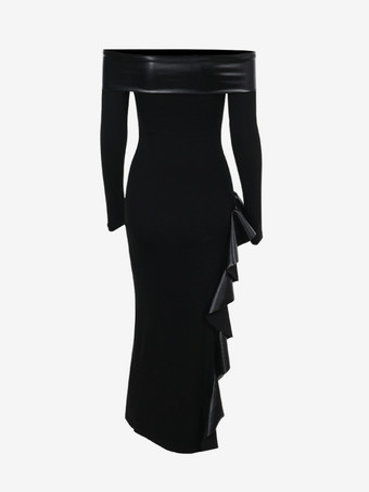 ハロウィン レディース ゴシック 服 黒 長袖 グロメット フリル ゴシック チュニック ドレス