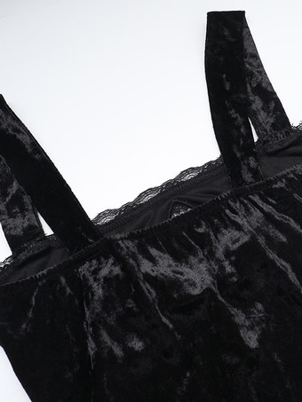 ハロウィン レディース ゴシック ドレス ブラック フリル レース セクシー ポリエステル チュニック ロングドレス