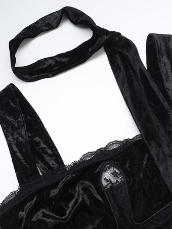 ハロウィン レディース ゴシック ドレス ブラック フリル レース セクシー ポリエステル チュニック ロングドレス