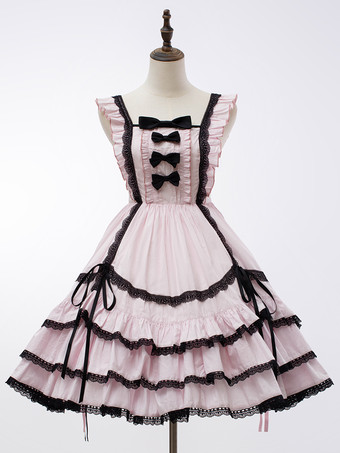 Vestido clásico de lolita JSK de mezcla de algodón sin mangas de Lolita dulce