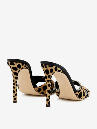 Damen High Heel Pantoletten Pferdehaar Offene Zehen Sexy Pantoletten Schuhe