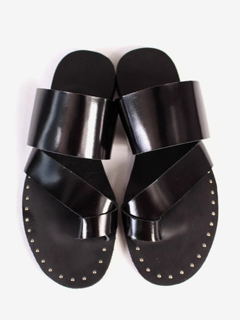 メンズサンダル リベット 牛革 ラバーソール