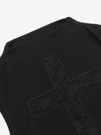 ハロウィン レディース ゴシック ドレス ブラック フリル レース ゴシック ポリエステル チュニック ショートドレス