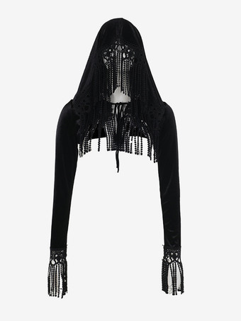 ハロウィン レディース ゴシック ドレス ブラック フリル フリンジ ゴシック ポリエステル チュニック ロングドレス