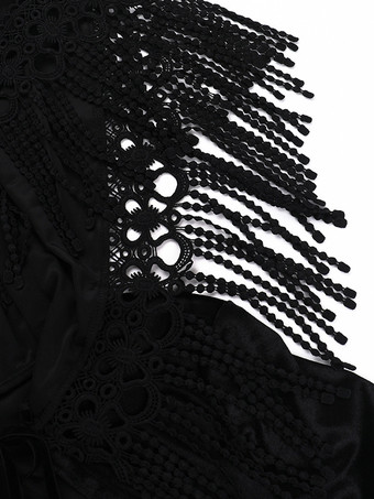 ハロウィン レディース ゴシック ドレス ブラック フリル フリンジ ゴシック ポリエステル チュニック ロングドレス