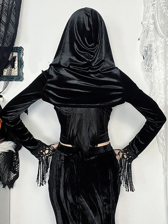 ハロウィン レディース ゴシック ドレス ブラック フリル フリンジ ゴシック ポリエステル チュニック ロングドレス