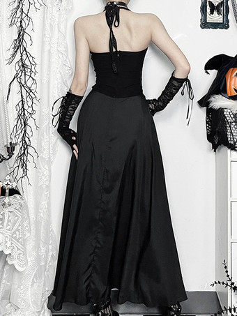 ハロウィン レディース ゴシック ドレス ブラック フリル フリンジ ゴシック ポリエステル チュニック ロングドレス