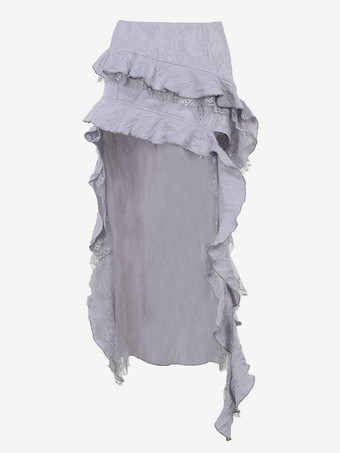 ハロウィン レディース ゴシック ドレス シルバー ストラップレス レースアップ ゴシック ポリエステル セット ドレス