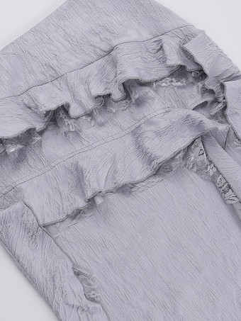 ハロウィン レディース ゴシック ドレス シルバー ストラップレス レースアップ ゴシック ポリエステル セット ドレス