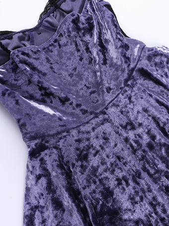 ハロウィン レディース ゴシック ドレス パープル レース ゴシック ベロア チュニック ハイロー ヘムリブ ドレス