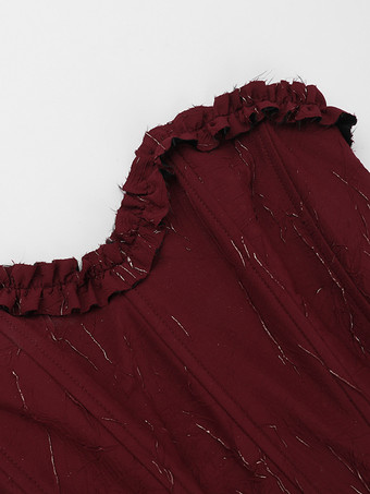 ハロウィン レディース ゴシック ドレス バーガンディ スウィートハート フリル セクシー ポリエステル チュニック ショートドレス