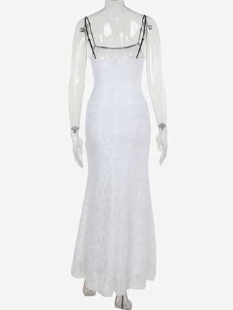 ハロウィン レディース ゴシック ドレス ホワイト マーメイド トランペット フロント バンデージ ゴシック ドレス