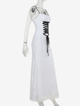 ハロウィン レディース ゴシック ドレス ホワイト マーメイド トランペット フロント バンデージ ゴシック ドレス