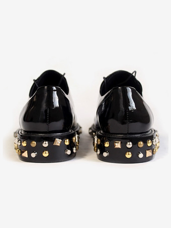 メンズドレスシューズ ラウンドトゥ リベット 牛革 スタッド ダービーシューズ