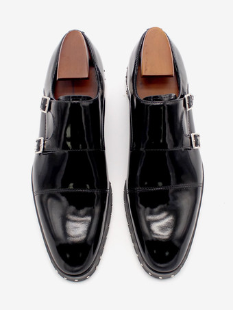  メンズモンクシューズ 牛革リベット シングルモンクストラップ フォーマルなシーンにぴったりのローファーシューズ