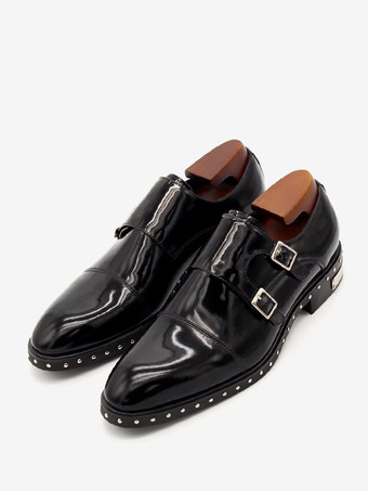  メンズモンクシューズ 牛革リベット シングルモンクストラップ フォーマルなシーンにぴったりのローファーシューズ