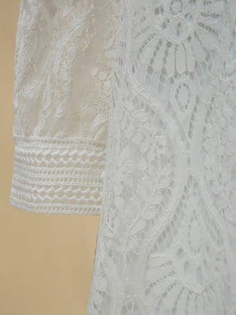 ボヘミアンウェディングドレス レース カットアウト ボールガウン トレーン付き ナチュラルウエスト バックレス ロングスリーブ Vネック アイボリー