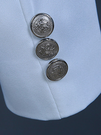 White Vintage Set Retro Polyester Ruffles Color Block Long Sleeves Retro Costumes For Man