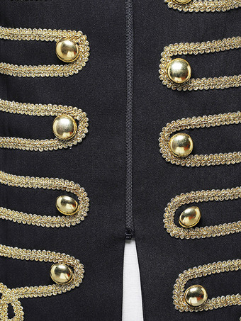 Schwarzes Vintage-Oberteil mit Retro-Knöpfen Farbblock langen Ärmeln Polyester-Mantel Retro-Kostüme für Männer