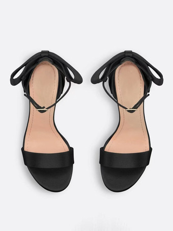 ハイヒールサンダル レッド オープントゥ バックルディテール リボン プロムシューズ