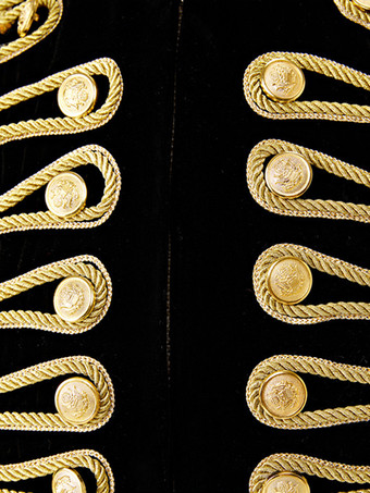 Schwarzes Vintage-Oberteil mit Retro-Polyesterknöpfen und Farbblock lange Ärmel Retro-Kostüme für Männer