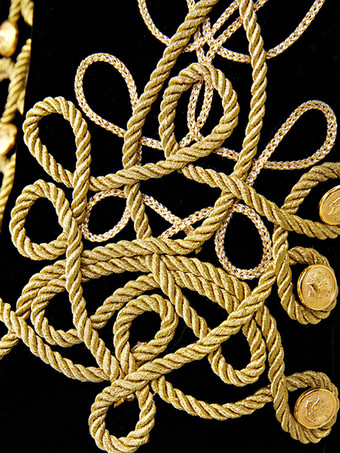 Schwarzes Vintage-Oberteil mit Retro-Polyesterknöpfen und Farbblock lange Ärmel Retro-Kostüme für Männer