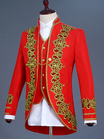 ブラック ヴィンテージ セット レトロ アップリケ ボタン ハート柄 長袖 ポリエステル オーバーコート レトロ コスチューム 男性用