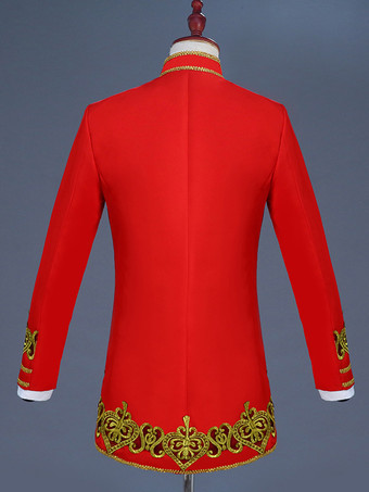 ブラック ヴィンテージ セット レトロ アップリケ ボタン ハート柄 長袖 ポリエステル オーバーコート レトロ コスチューム 男性用