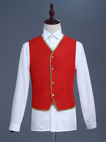 ブラック ヴィンテージ セット レトロ アップリケ ボタン ハート柄 長袖 ポリエステル オーバーコート レトロ コスチューム 男性用