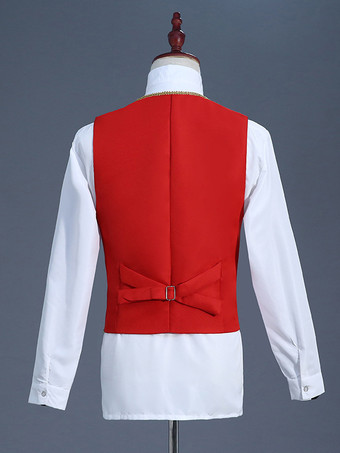 ブラック ヴィンテージ セット レトロ アップリケ ボタン ハート柄 長袖 ポリエステル オーバーコート レトロ コスチューム 男性用