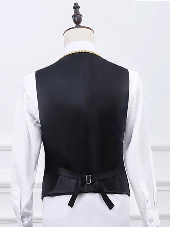 ブラック ヴィンテージ セット レトロ アップリケ ボタン ハート柄 長袖 ポリエステル オーバーコート レトロ コスチューム 男性用