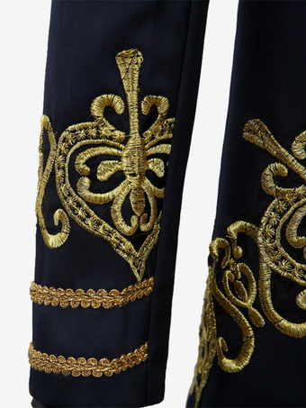 ブラック ヴィンテージ セット レトロ アップリケ ボタン ハート柄 長袖 ポリエステル オーバーコート レトロ コスチューム 男性用