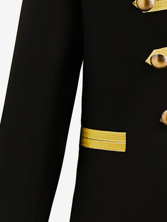 Black Vintage Top Euro-Style Buttons Color Block Long Sleeves Polyester Overcoat Retro Costumes For Man