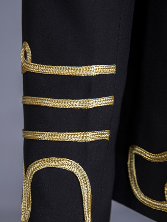 Schwarzes Vintage-Oberteil im Euro-Stil aus Polyester mit Fransenknöpfen Farbblock lange Ärmel Retro-Kostüme für Männer