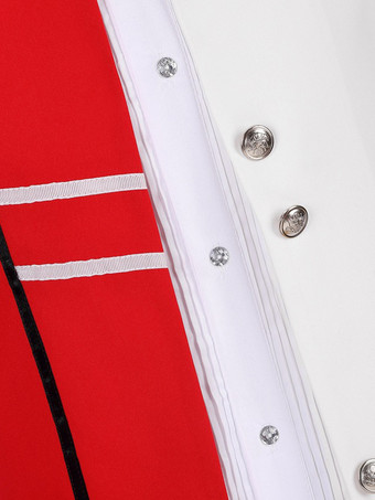 Rotes Vintage-Oberteil mit Retro-Knöpfen Farbblock langen Ärmeln Polyester-Mantel Retro-Kostüme für Männer