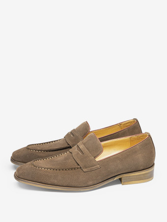 タンカラーメンズ ペニーローファー スエードレザーシューズ