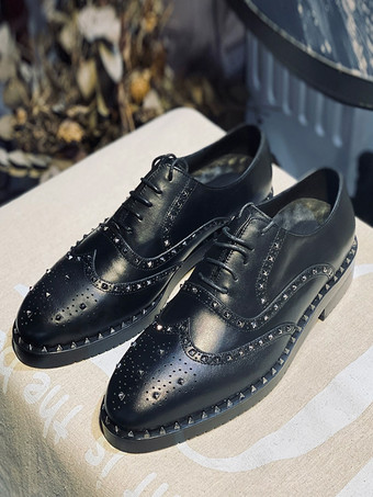 男性用ドレスシューズ 素晴らしいラウンドトゥ リベット 牛革
