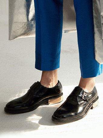 牛革バックル付きメンズモンクローファーシューズ