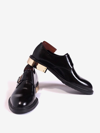 牛革バックル付きメンズモンクローファーシューズ