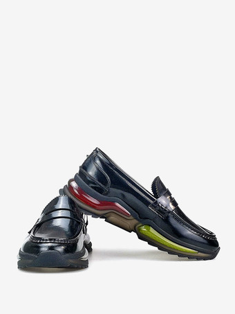 メンズ ペニーローファー ラウンドトゥ 牛革シューズ