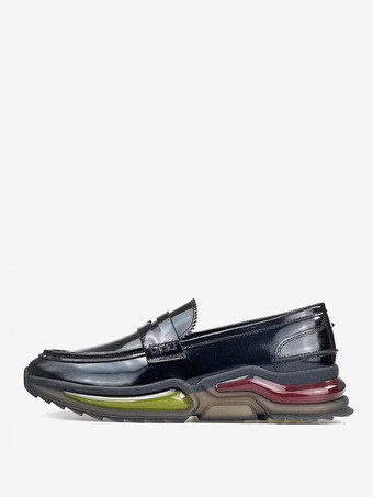 ブラック メンズ ペニーローファー ラウンドトゥ 牛革シューズ