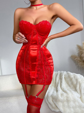 ベビードール ランジェリー ベビードール 女性用 赤 ポリエステル セクシー